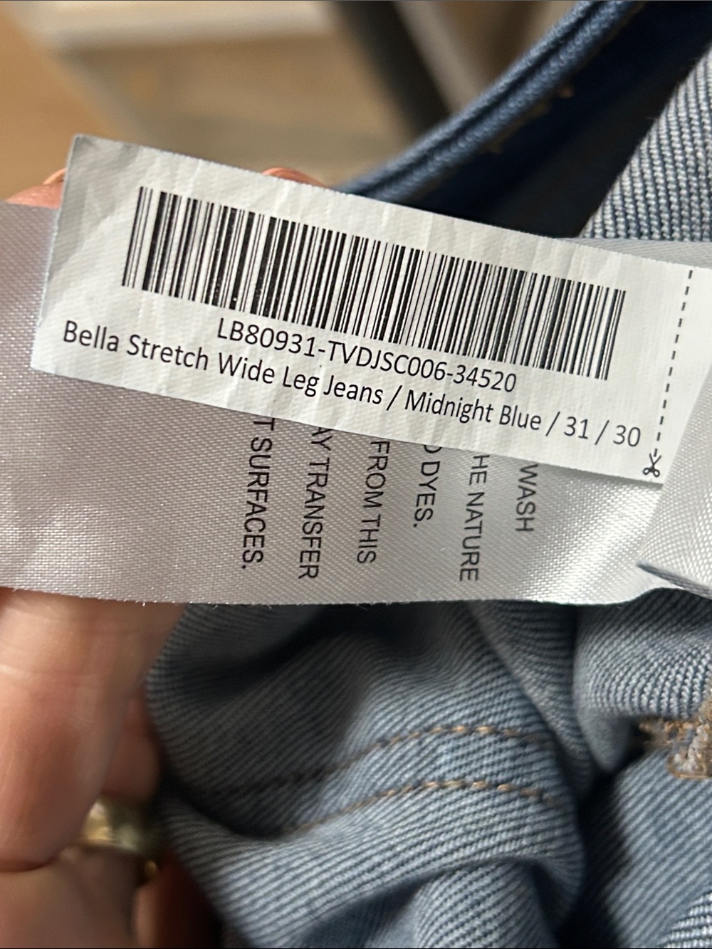 Quince Bella Stretch Wide Leg Jeans Midnight Blue High Rise Waist 31 Inseam 30 - Picture 5 of 6